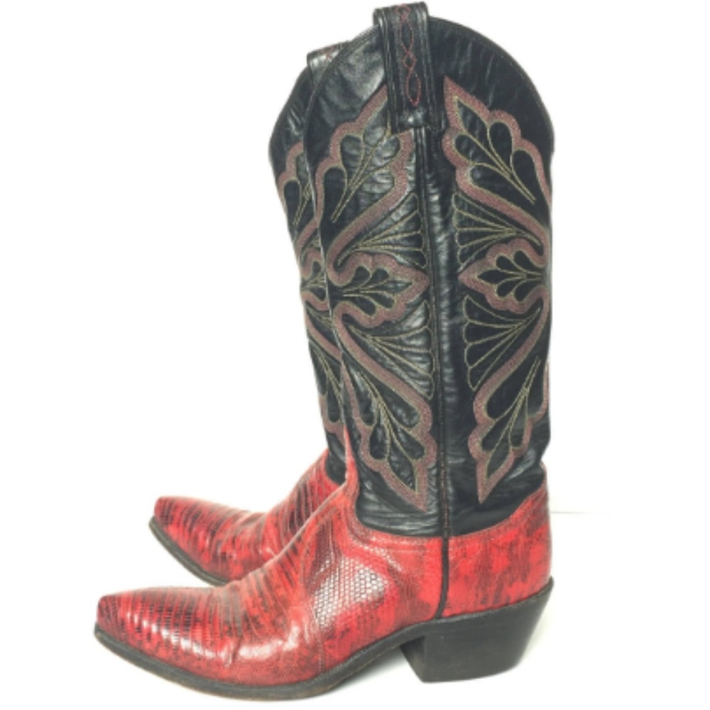 Tony Lama RED Snakeskin Cowgirl Boots // Size 5